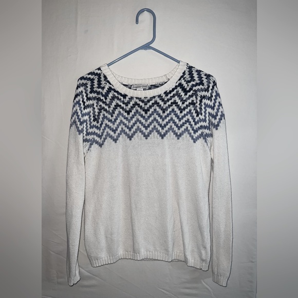 Coldwater Creek White Sweater With Blue Details - Picture 1 of 4